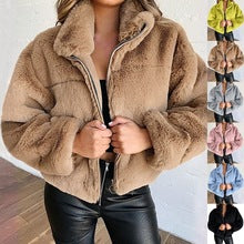 Women's Faux Fur Zip Up Jacket Winter Warm Fuzzy Coat