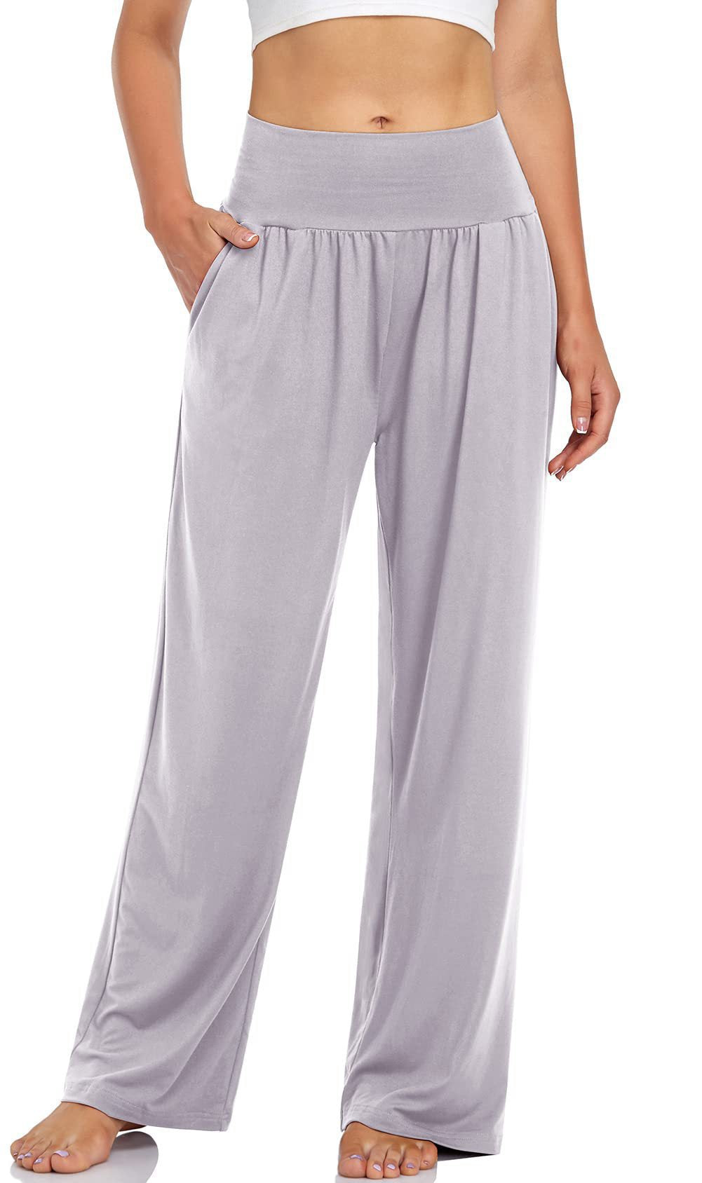 Women's High Waisted Wide Leg Yoga Pants with Pockets
