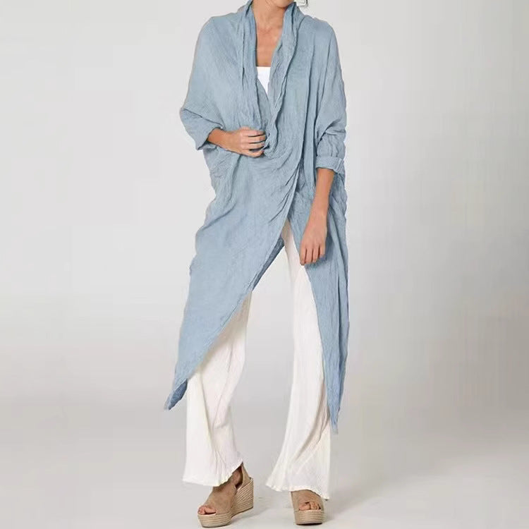 Women's 100% Cotton Crinkle Oversized Duster Shirt