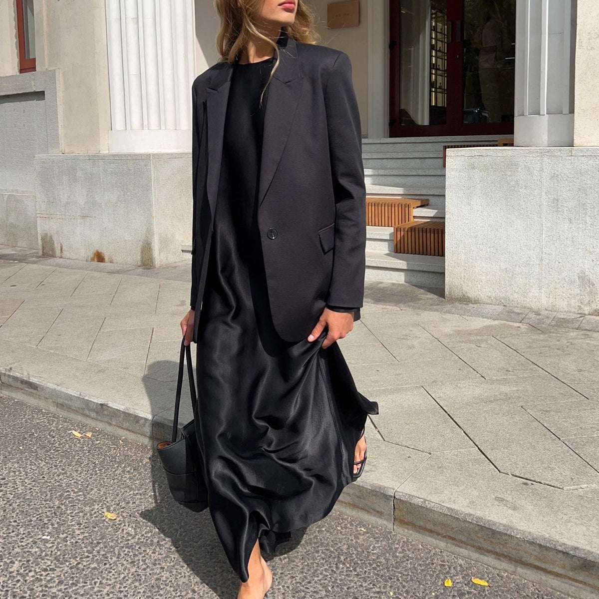 Elegant Satin Long Sleeve Bodycon Maxi Dress