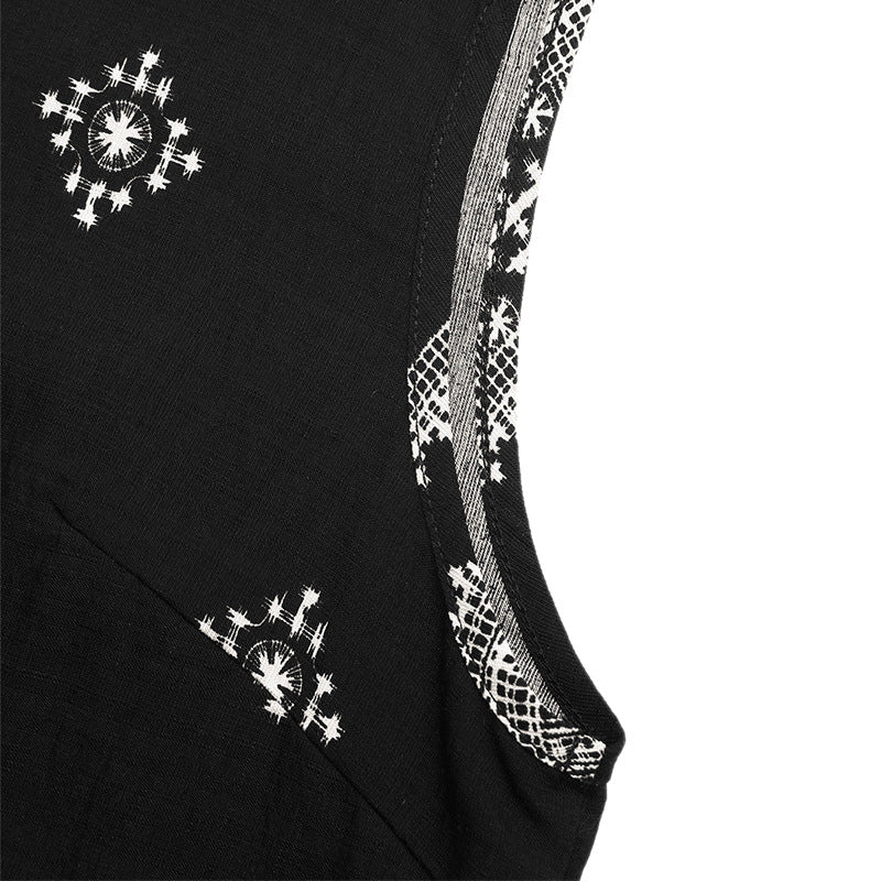 Boho Two Piece Set Women Sleeveless Top Wide Leg Pants Tribal Print