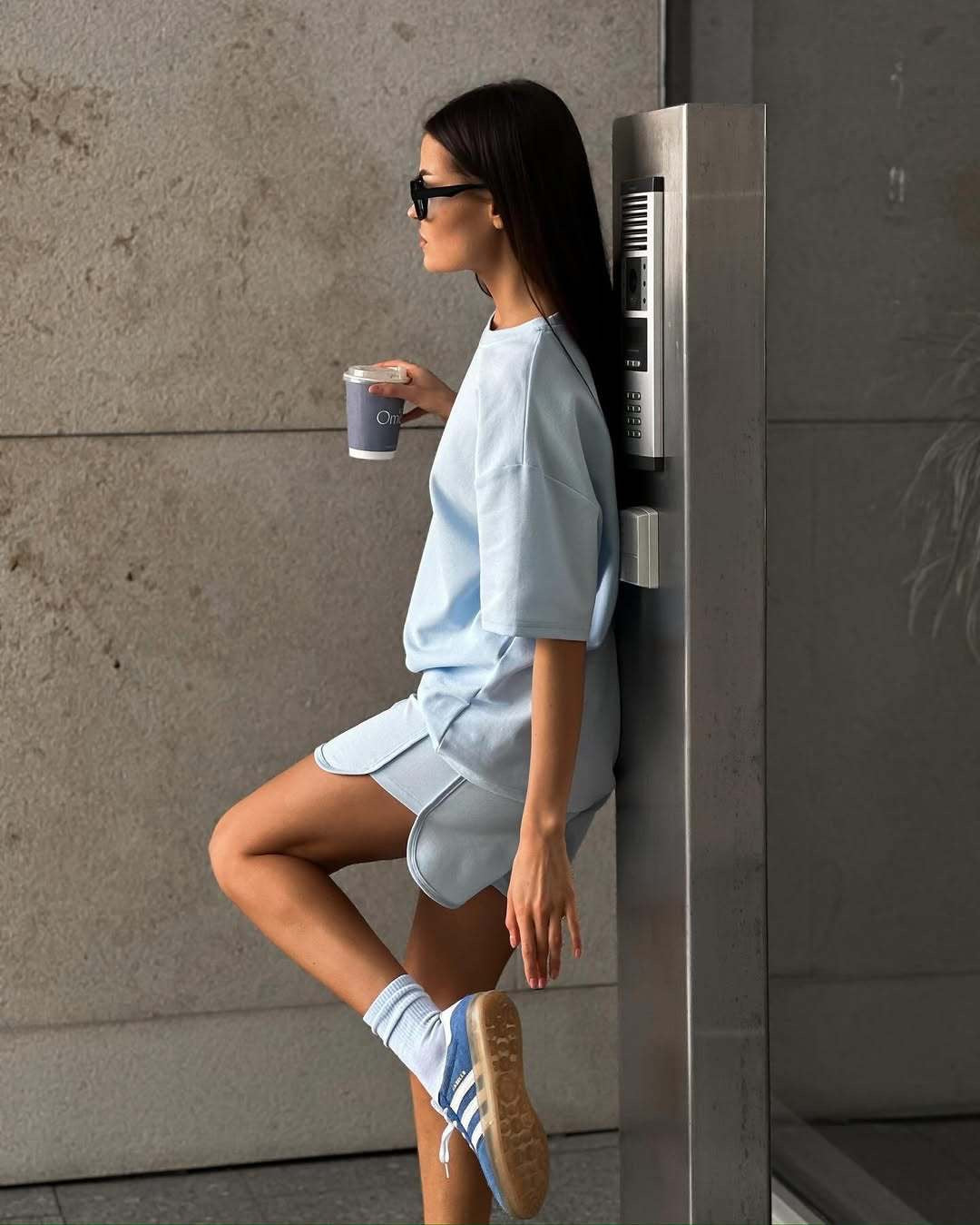 Cotton Two Piece Set T Shirt Shorts Casual Lounge Outfit