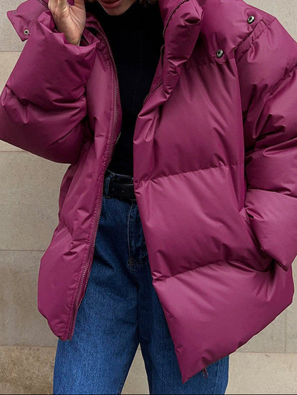 Women's Oversized Cropped Puffer Jacket Thick Winter Coat