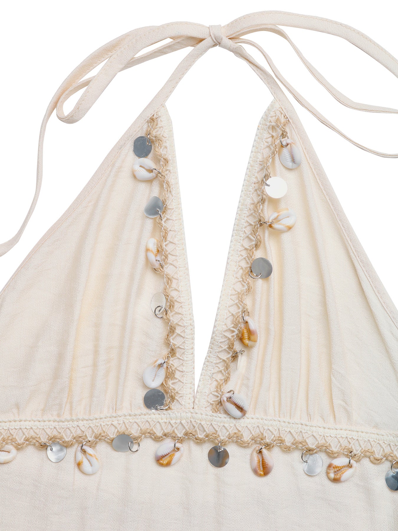 Halter Shell Tassel Maxi Dress V-Neck Summer Vacation