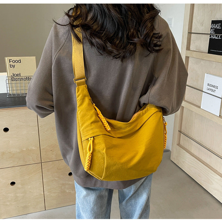 Black Crossbody Moon Sling Bag Casual Nylon Shoulder Purse