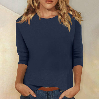 Women's 3/4 Sleeve Crew Neck Loose Casual T-Shirt
