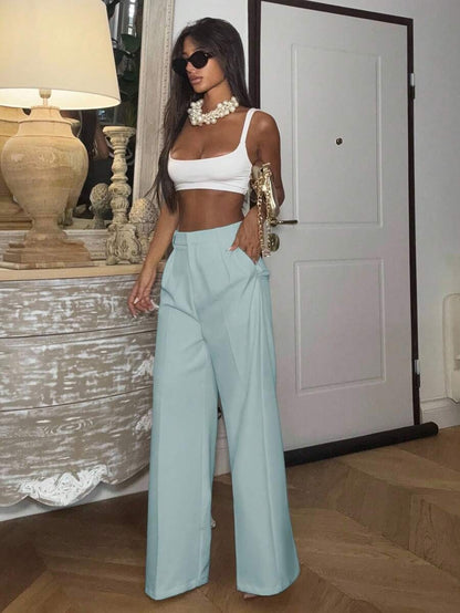 High Waisted Wide Leg Dress Pants Casual Work Trousers