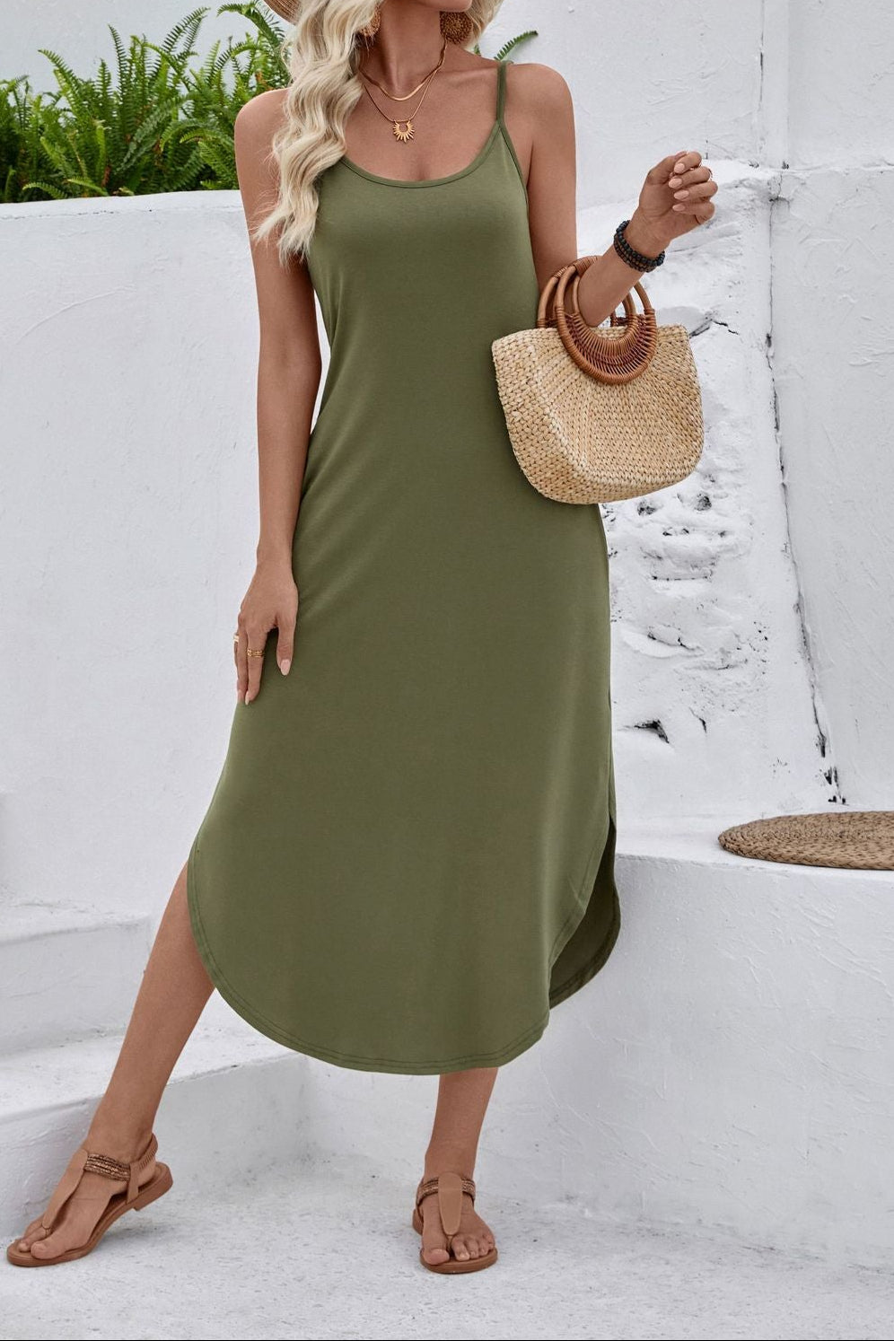 Sleeveless Cami Maxi Dress Casual Swing Beach Sundress