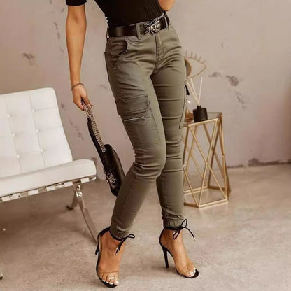 Women's Skinny Cargo Pants Drawstring Utility Cotton