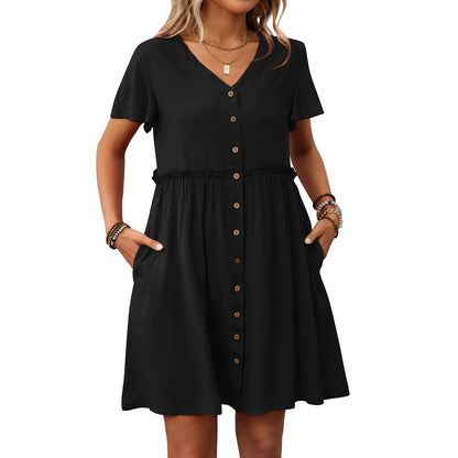 Bohemian V-Neck Ruffle Dress