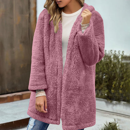 Oversized Sherpa Hooded Cardigan Open Front Coat