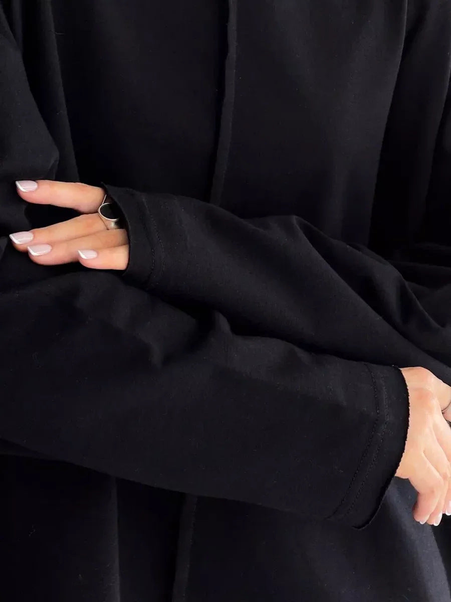 Black Oversized Seam Detail Long Sleeve Tee