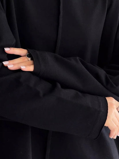 Black Oversized Seam Detail Long Sleeve Tee
