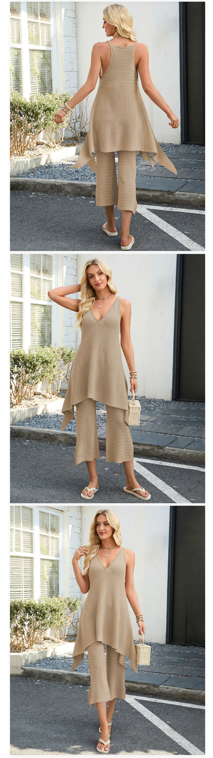 European American Knit Sleeveless Top & Pants Set
