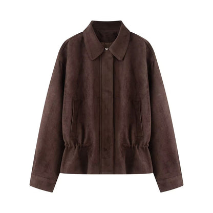 Women's Vintage Suede Zip-Up Jacket Casual