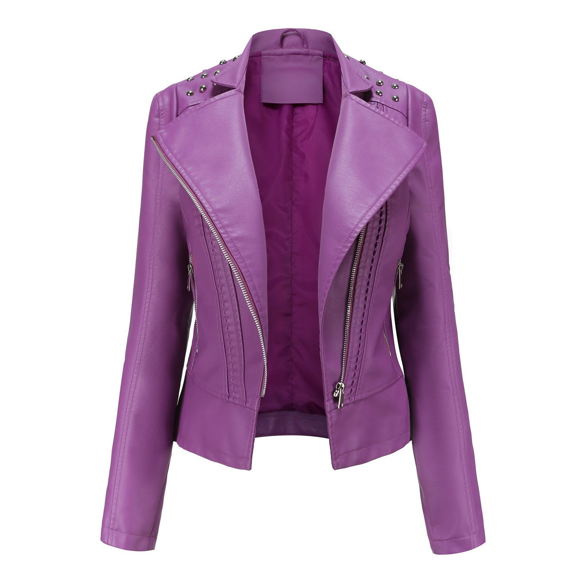 Women's Studded Faux Leather Moto Jacket
