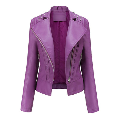 Women's Studded Faux Leather Moto Jacket