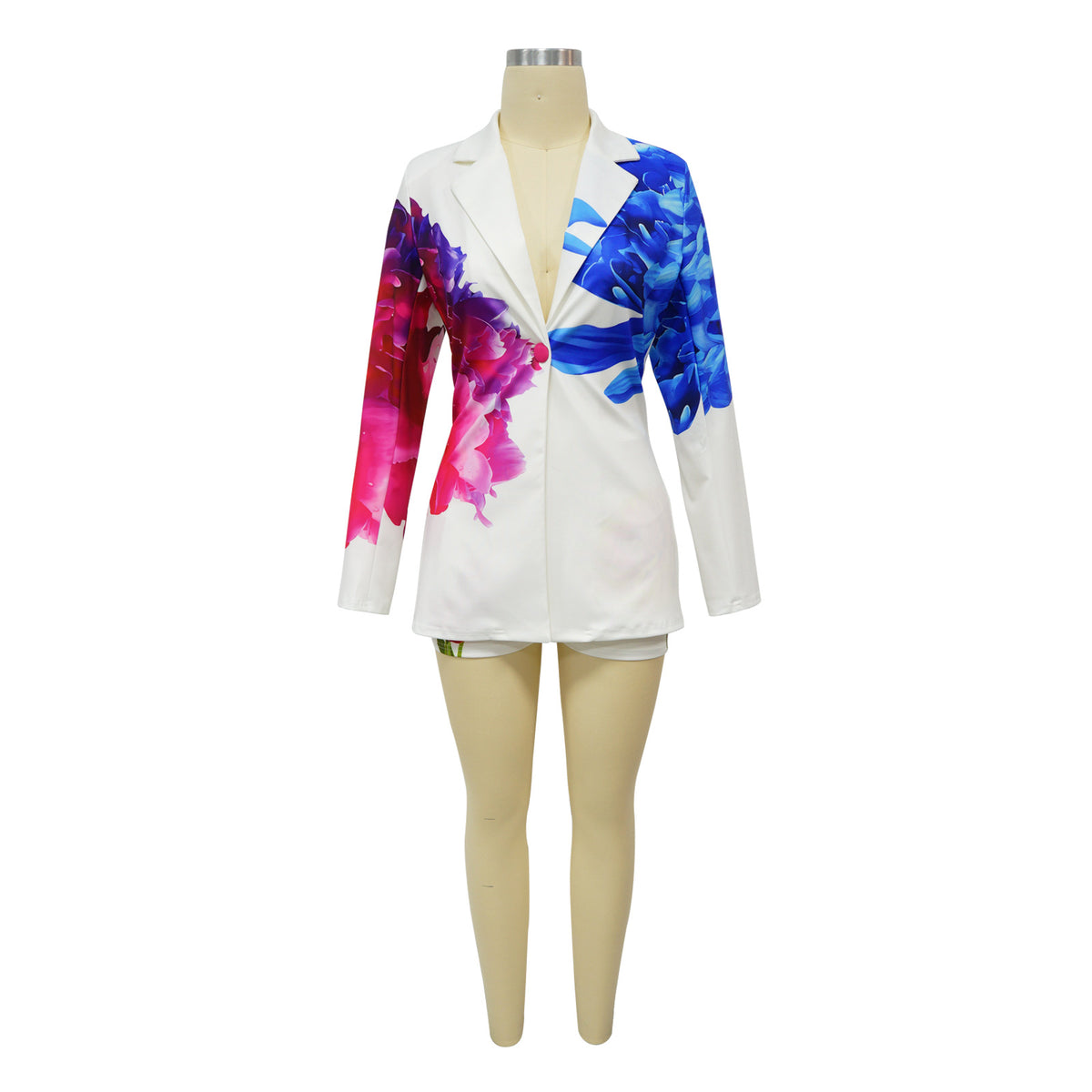 Women Graphic Blazer Shorts Set Sexy Two Piece