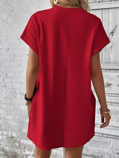 Women’s Relaxed Fit Cotton Pocket T-Shirt Dress Summer