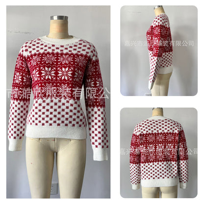 Women Christmas Snowflake Fair Isle Knit Sweater