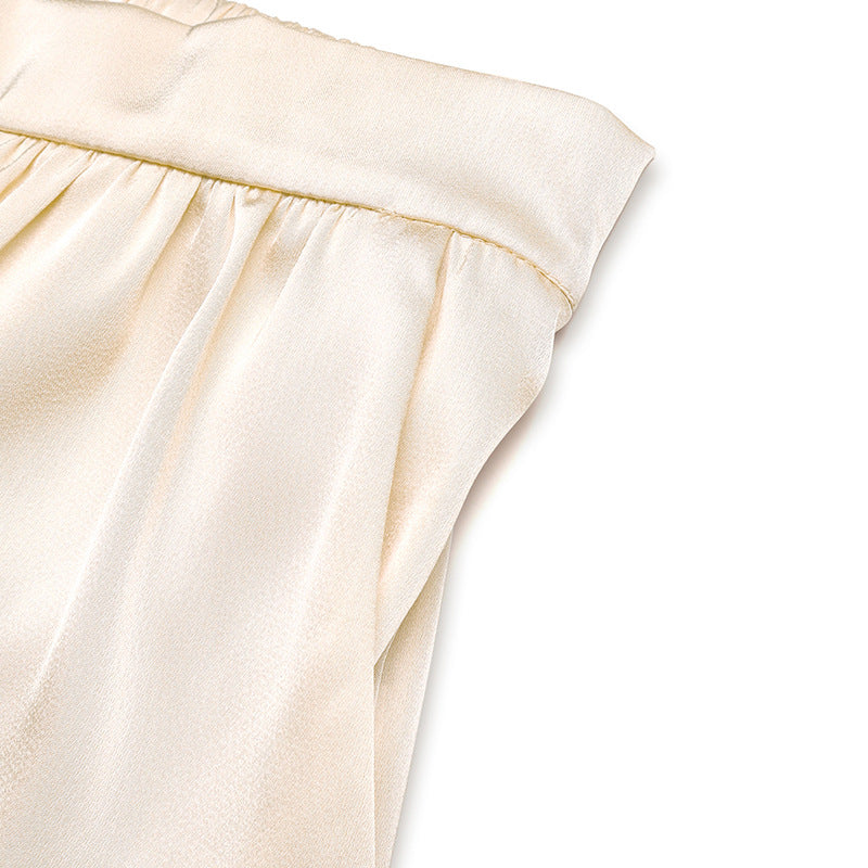 Satin Two Piece Set Twist Front Top Wide Leg Pants