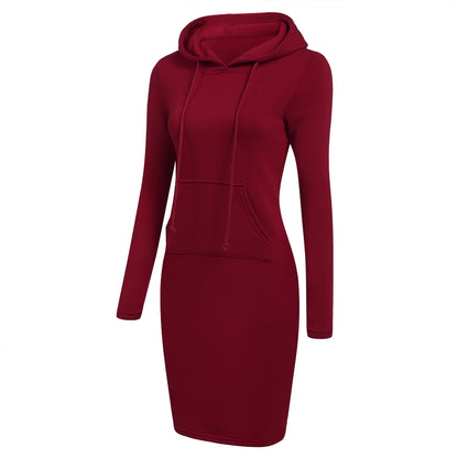 Women's Bodycon Hoodie Dress Long Sleeve Pocket