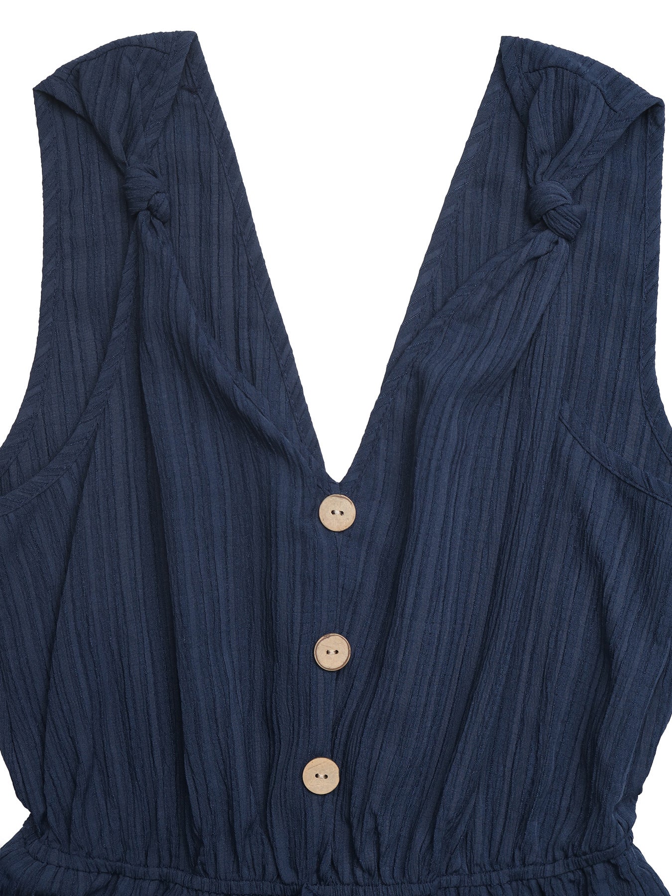 Textured V Neck Cami Romper Sleeveless Casual Jumpsuit