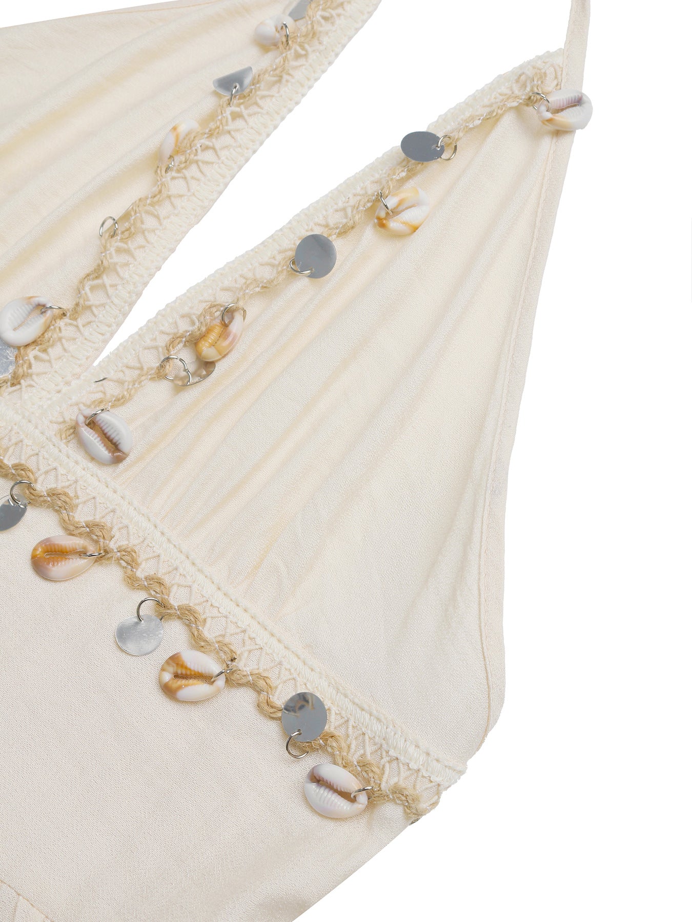 Halter Shell Tassel Maxi Dress V-Neck Summer Vacation