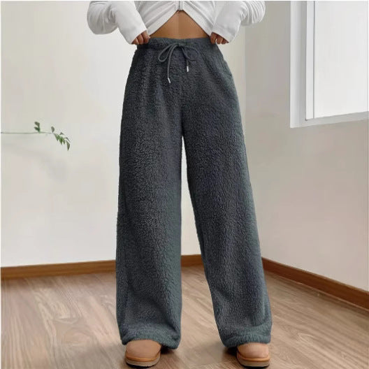 Women's Sherpa Fleece Wide Leg Pants Warm Cozy Casual