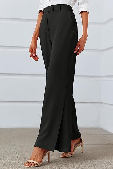 Women's High-Waisted Split Wide-Leg Pants – Elegant Business Trousers