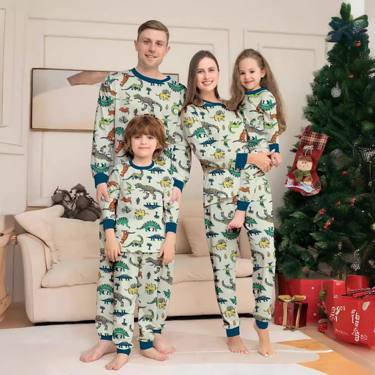 Animal Dinosaur Parent-Child Printed Christmas Pajama Set