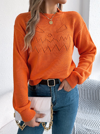 Hollowed Lantern Sleeve Pullover Sweater - Halloween Style