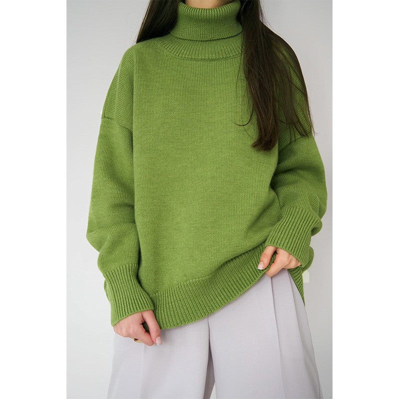 Women's Oversized Turtleneck Sweater Casual Knit Pullover