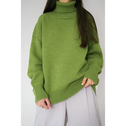 Women's Oversized Turtleneck Sweater Casual Knit Pullover