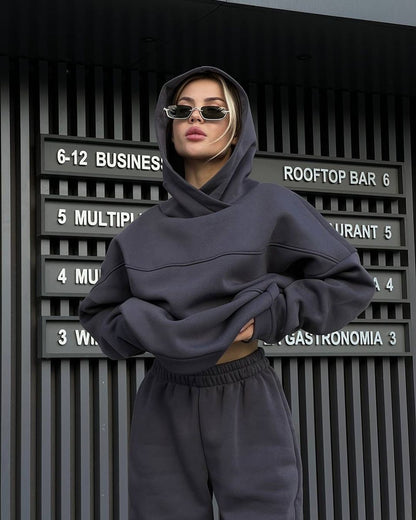 Women's Oversized Patchwork Hoodie & Pants Lounge Set