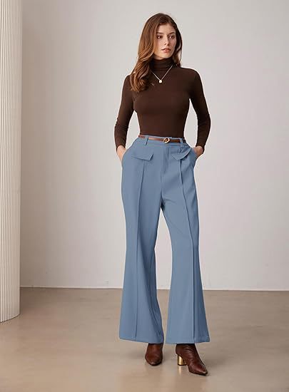 Women's High-Waist Wide-Leg Suit Pants – Elegant Business Trousers
