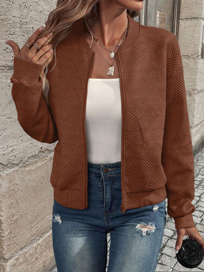 Women's Casual Zip Up Quilted Jacket Long Sleeve
