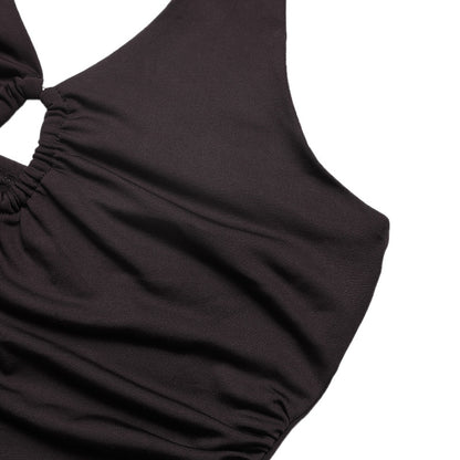 Solid Halter Cutout Bodysuit Sexy Sleeveless Bodycon Top