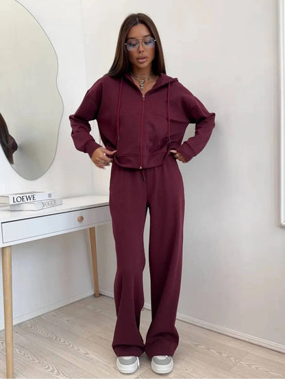 Women's Zip Up Hoodie Sweatpants Two Piece Set