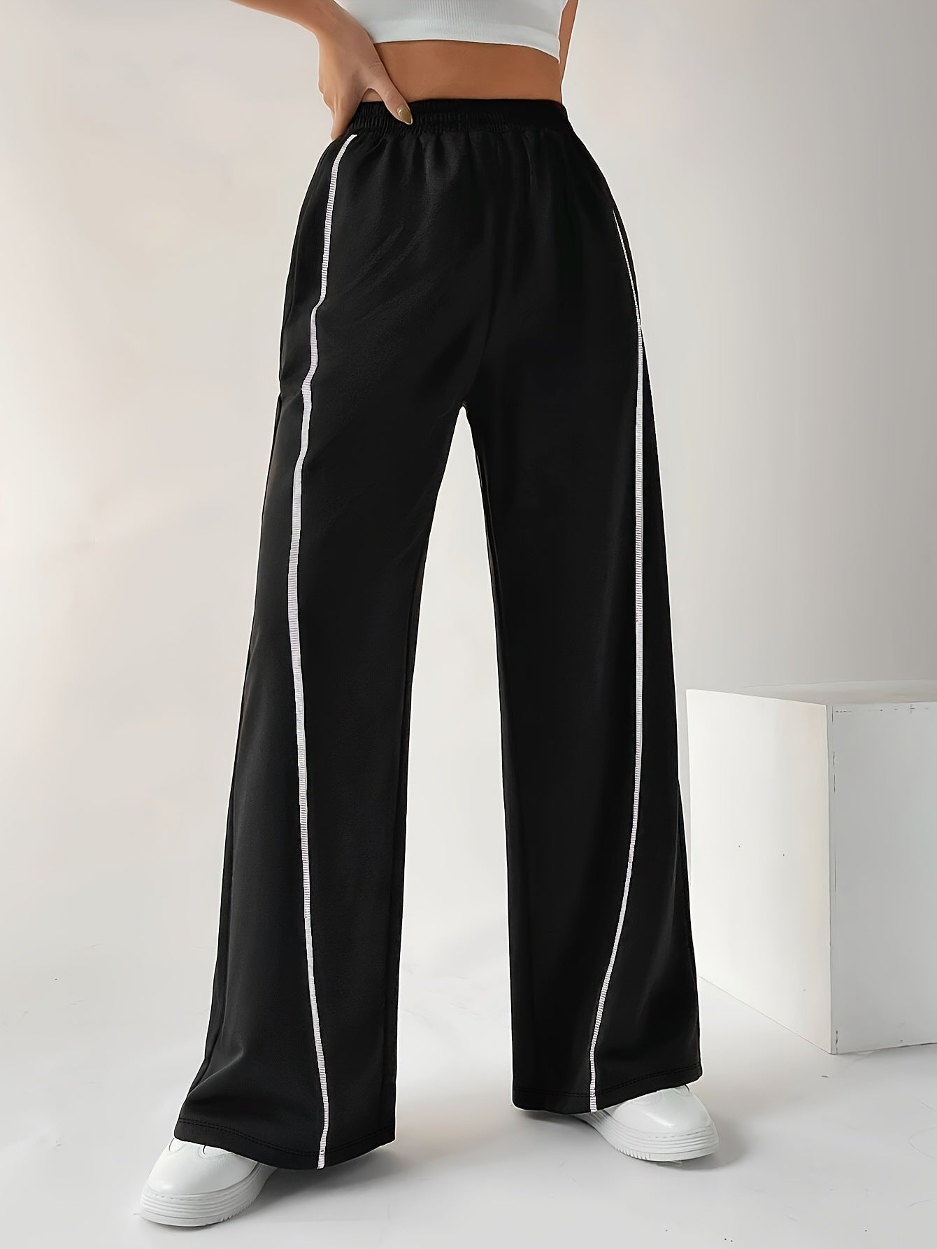 Puls Size Sports Pants Loose and Slim Straight Wide Leg Flared Casual Cuff Fitness Sweatpants