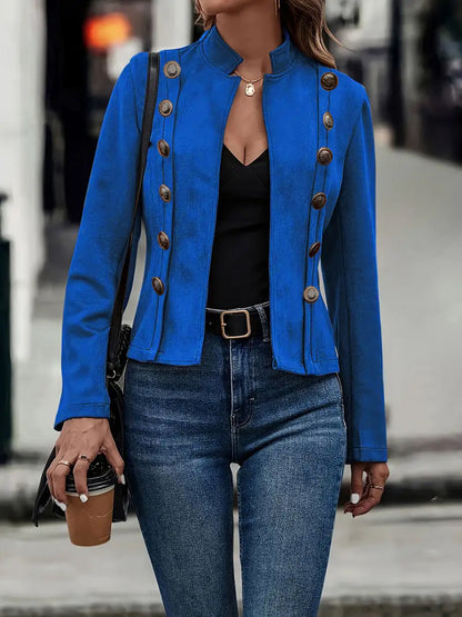 Women's Vintage Suede Jacket Double Breasted Long Sleeve