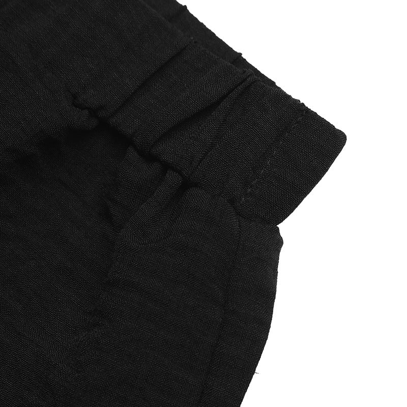 Black Contrast Trim Sleeveless Top and Shorts Set