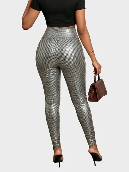 Plus Size Metallic Snakeskin High Waist Leggings