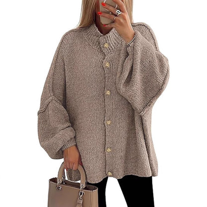 Oversized Chunky Batwing Sleeve Button Front Cardigan