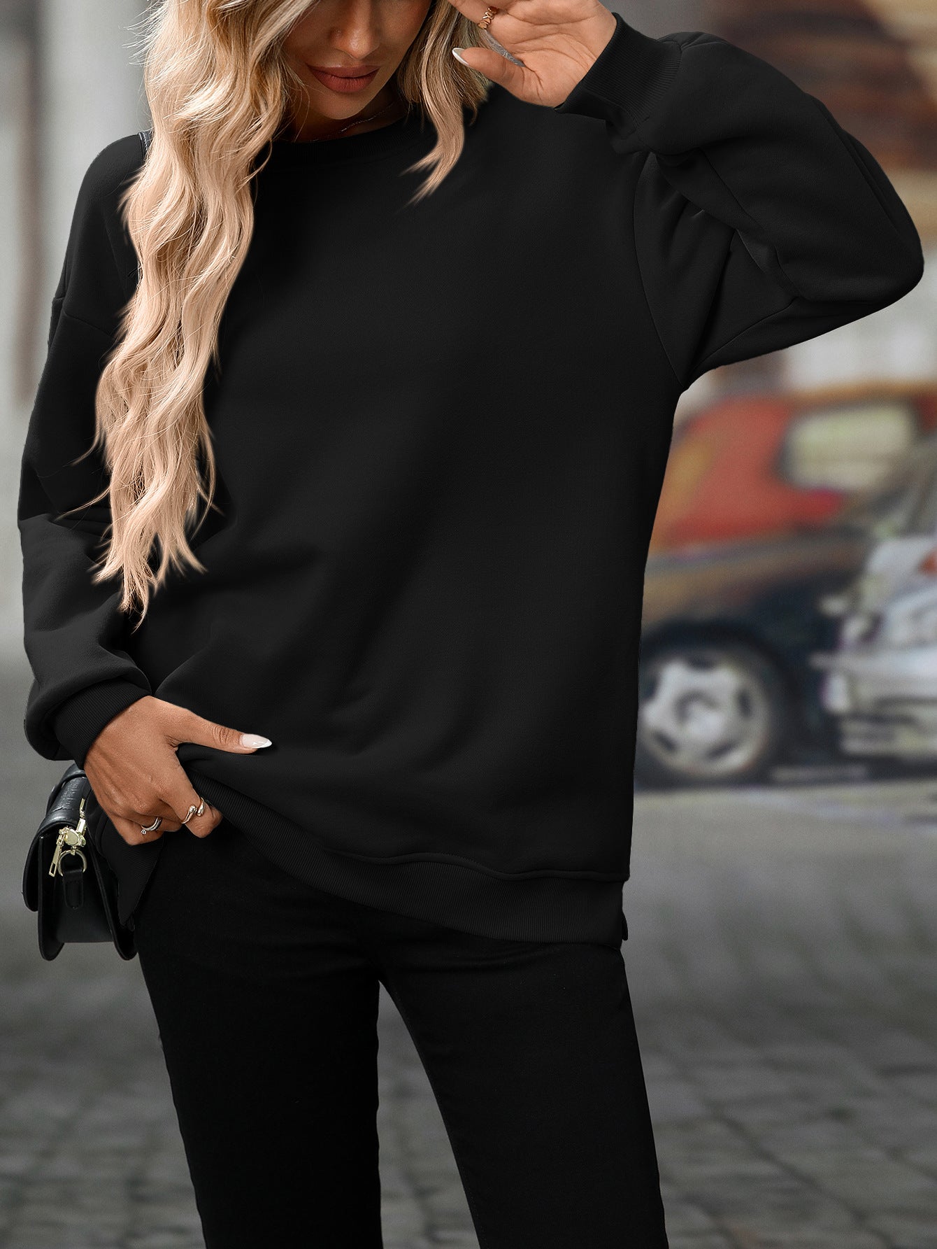 Trendy Y2K Fleece Pullover Sweatshirt – Fall/Winter Casual Top