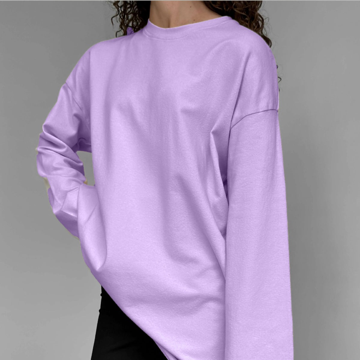 Women's Oversized Distressed Cotton Long Sleeve Tee