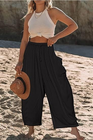 Wide Leg Linen Pants Women's High Waist Casual Loose Fit