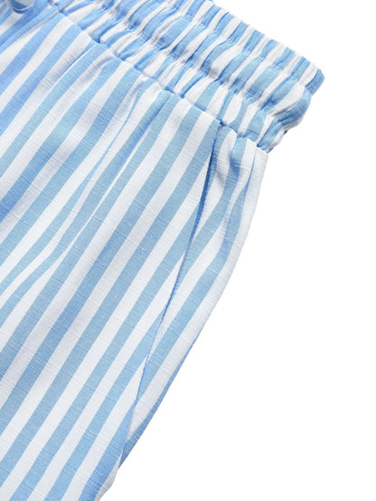 Striped Bow Front Tank Top and Shorts Summer Set