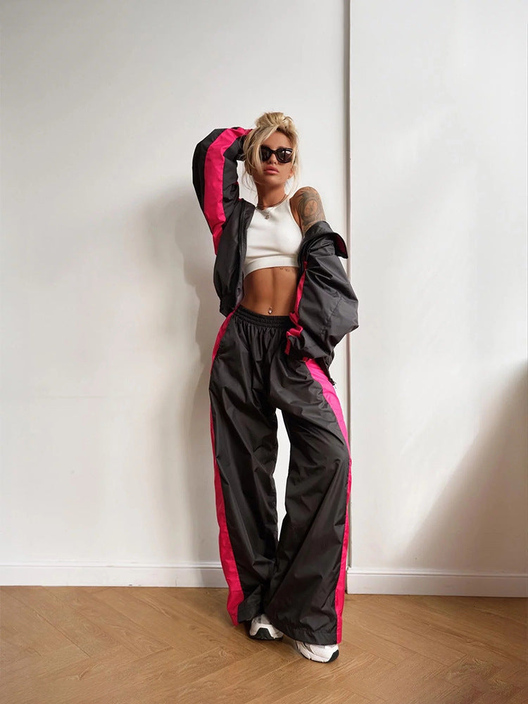 Women's Color Block Oversized Tracksuit Pants Set