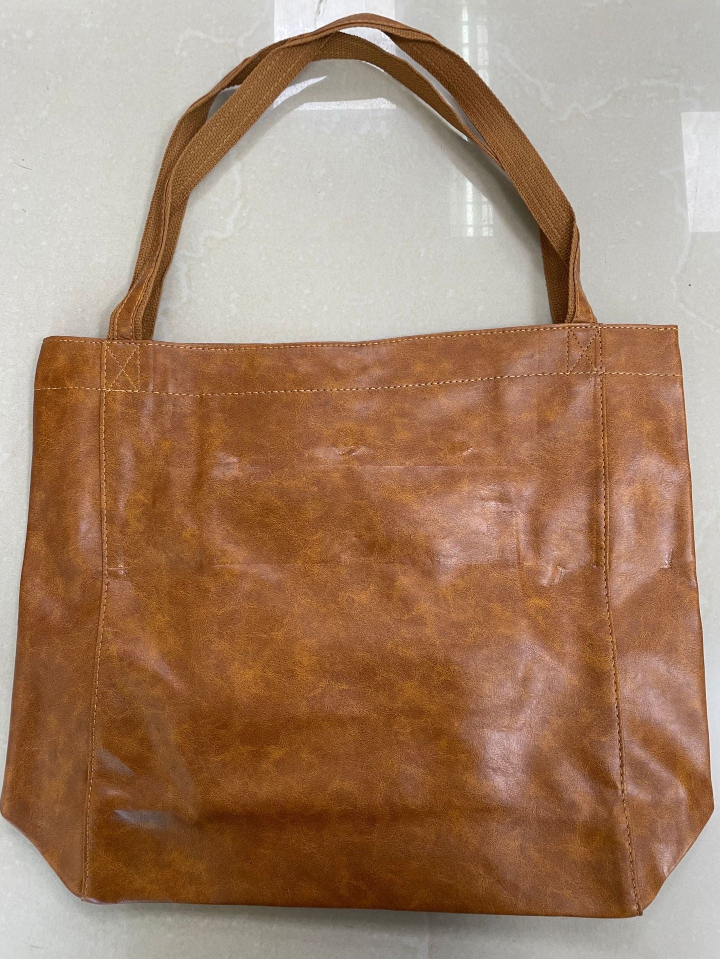 Vintage Soft Leather Tote Bag with Pocket Large Capacity